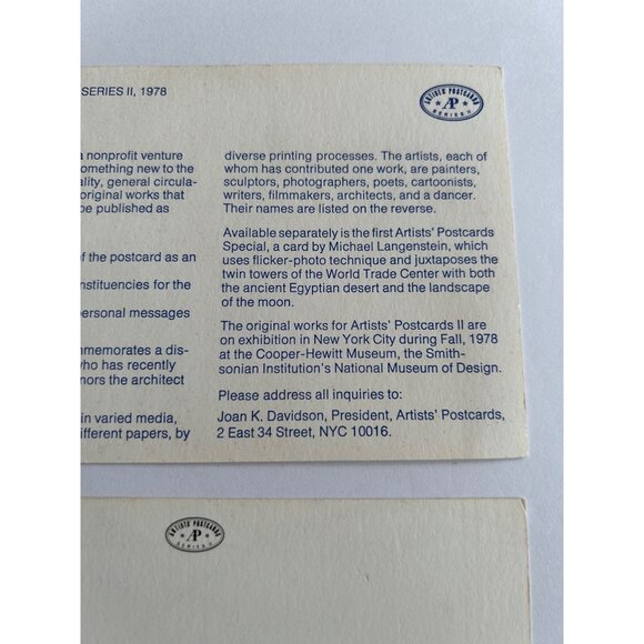 Pat Adams, Remarks Artists' Postcards Series II 1978 - Mixed Media - Picture 5 of 6